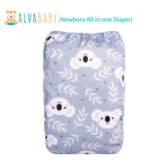 Newborn all In One Diaper with Pocket Sewn-in one Newborn 4-layer Bamboo blend insert-Koala(SAO-YX35A)