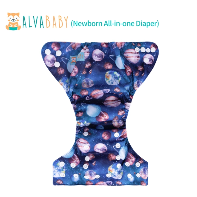 Newborn all In One Diaper with Pocket Sewn-in one Newborn 4-layer Bamboo blend insert-Planet(SAO-H435A)