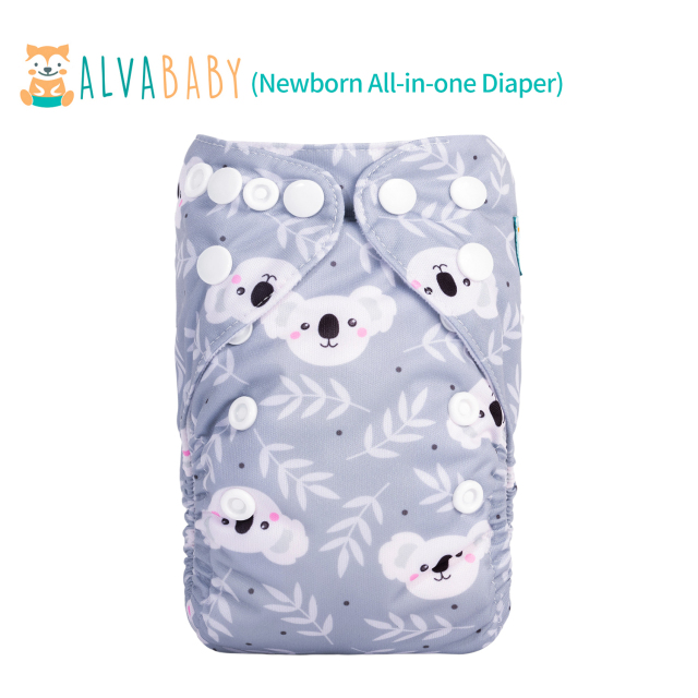 Newborn all In One Diaper with Pocket Sewn-in one Newborn 4-layer Bamboo blend insert-Koala(SAO-YX35A)