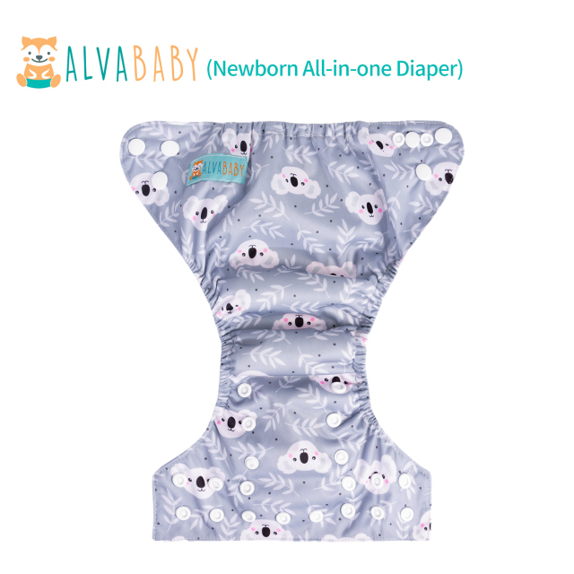 Newborn all In One Diaper with Pocket Sewn-in one Newborn 4-layer Bamboo blend insert-Koala(SAO-YX35A)