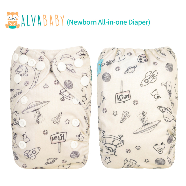 Newborn all In One Diaper with Pocket Sewn-in one Newborn 4-layer Bamboo blend insert-Planet (SAO-H132A)