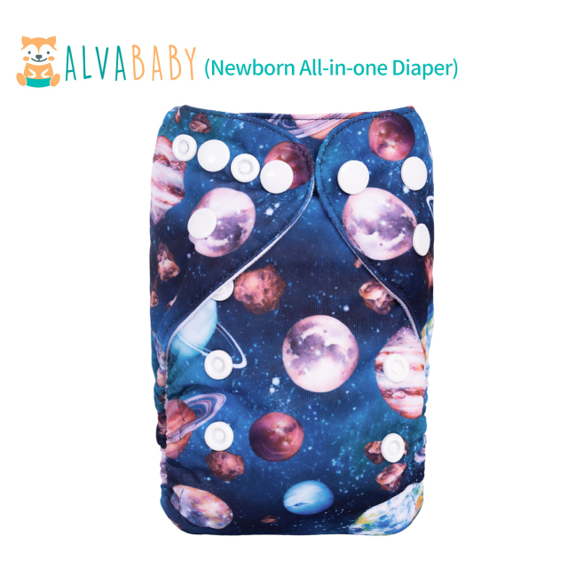Newborn all In One Diaper with Pocket Sewn-in one Newborn 4-layer Bamboo blend insert-Planet(SAO-H435A)
