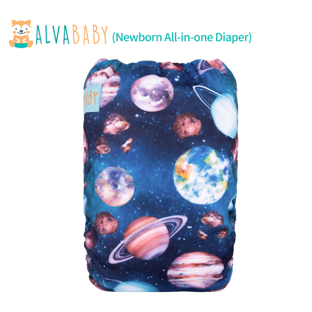 Newborn all In One Diaper with Pocket Sewn-in one Newborn 4-layer Bamboo blend insert-Planet(SAO-H435A)