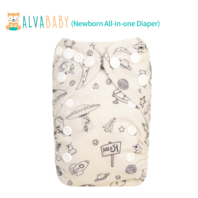 Newborn all In One Diaper with Pocket Sewn-in one Newborn 4-layer Bamboo blend insert-Planet (SAO-H132A)