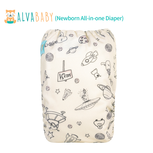 Newborn all In One Diaper with Pocket Sewn-in one Newborn 4-layer Bamboo blend insert-Planet (SAO-H132A)