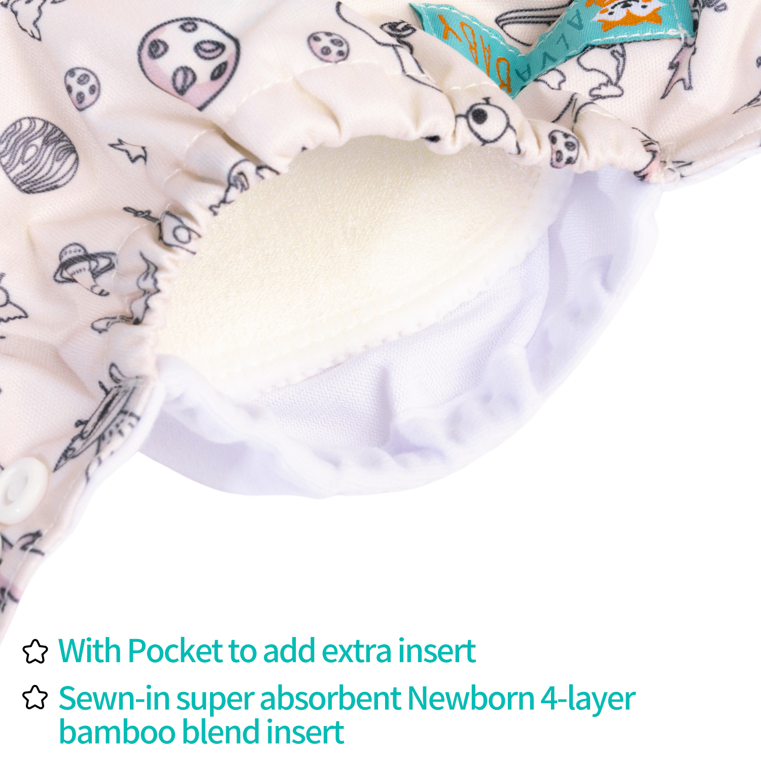 Newborn all In One Diaper with Pocket Sewn-in one Newborn 4-layer Bamboo blend insert-Planet (SAO-H132A)