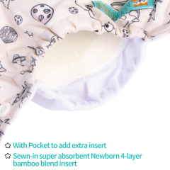 Newborn all In One Diaper with Pocket Sewn-in one Newborn 4-layer Bamboo blend insert-Planet (SAO-H132A)