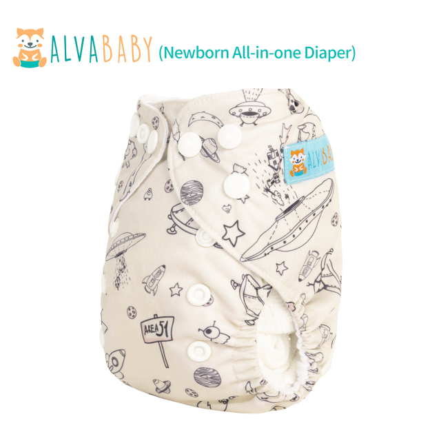 Newborn all In One Diaper with Pocket Sewn-in one Newborn 4-layer Bamboo blend insert-Planet (SAO-H132A)