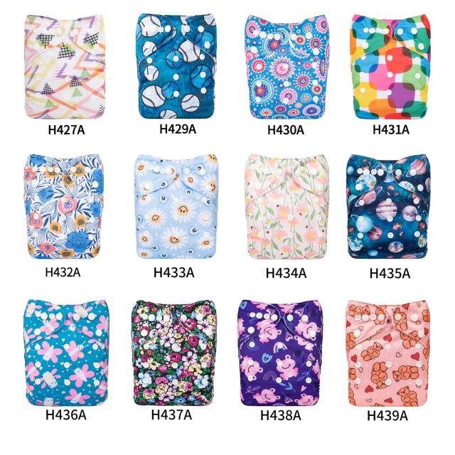 (Multi-packs) 10PCS One Size Regular Print Diapers