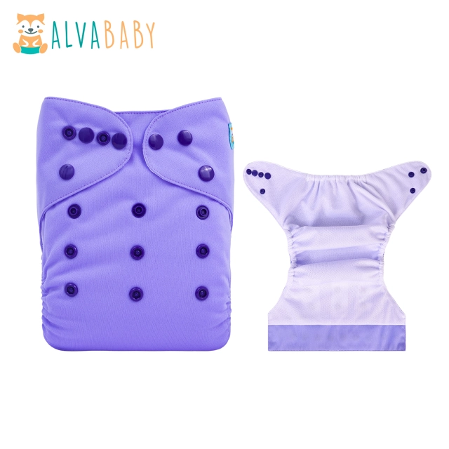 ALVABABY AWJ Lining Cloth Diaper with Tummy Panel for Babies -Purple(WJT-B14A)