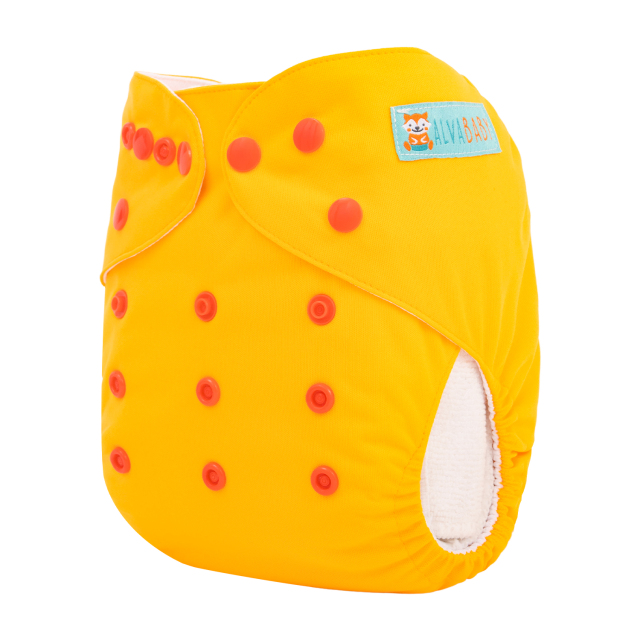 ALVABABY AWJ Lining Cloth Diaper with Tummy Panel for Babies -Yellow(WJT-B01A)