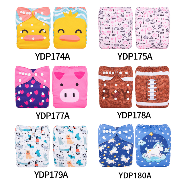 (Multi-packs) 10PCS One Size Positioning Printed Diapers
