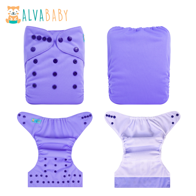 ALVABABY AWJ Lining Cloth Diaper with Tummy Panel for Babies -Purple(WJT-B14A)