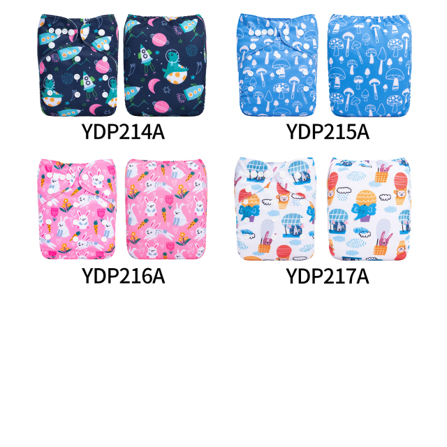 (Multi-packs) 10PCS One Size Positioning Printed Diapers