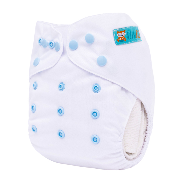 ALVABABY AWJ Lining Cloth Diaper with Tummy Panel for Babies -White(WJT-B09A)