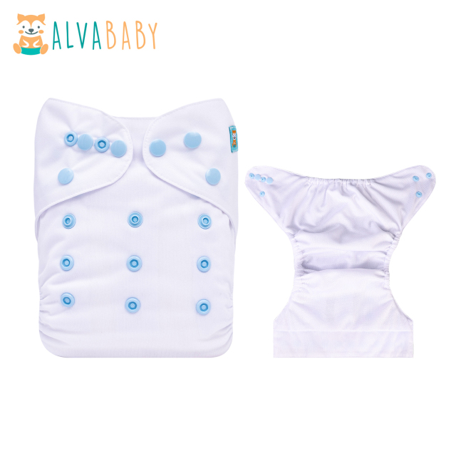 ALVABABY AWJ Lining Cloth Diaper with Tummy Panel for Babies -White(WJT-B09A)