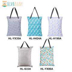 (All patterns) Large Diaper Wet Dry Bags,Waterproof Hanging Cloth Bags with Double Zippered Pockets