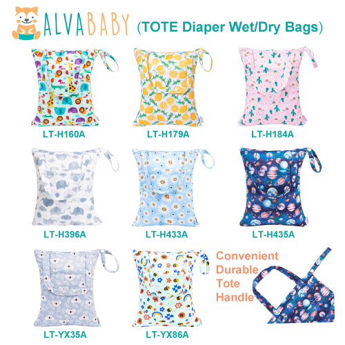 (Various Patterns) Tote Bags with Durable Handle, Diaper Wet Dry Bags