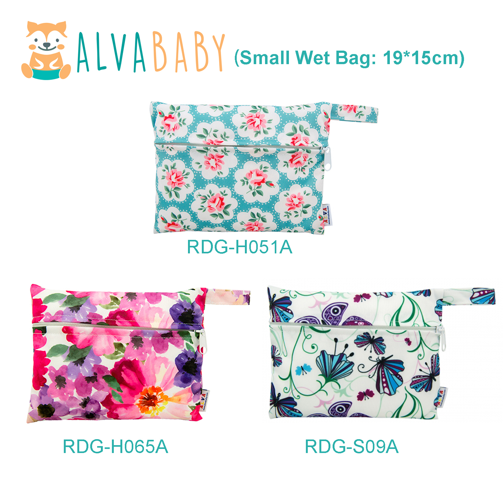 (All patterns)ALVABABY Tiny Wet Bag Cloth Bags 19x15CM