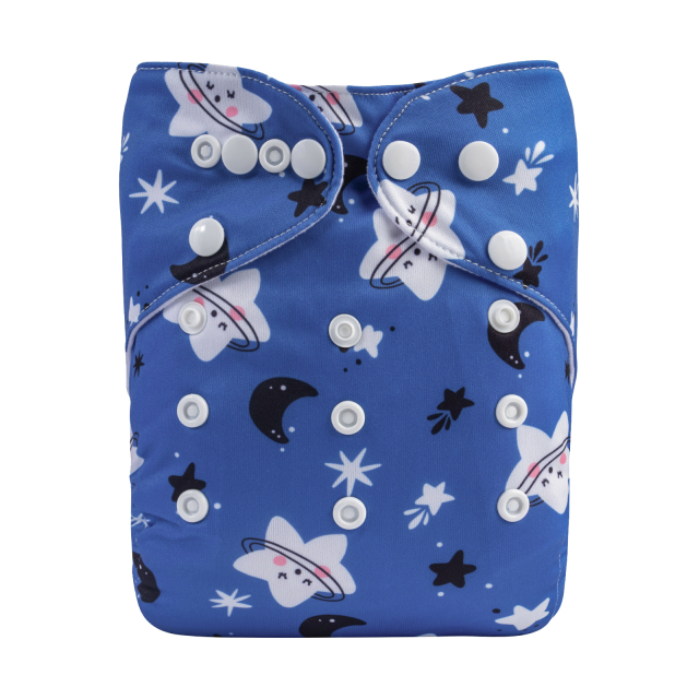 ALVABABY One Size Print Pocket Cloth Diaper-Star and Moon(H446A)