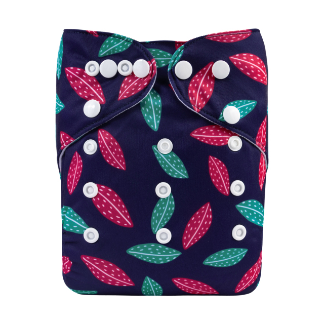 ALVABABY One Size Print Pocket Cloth Diaper-Leaf(H447A)