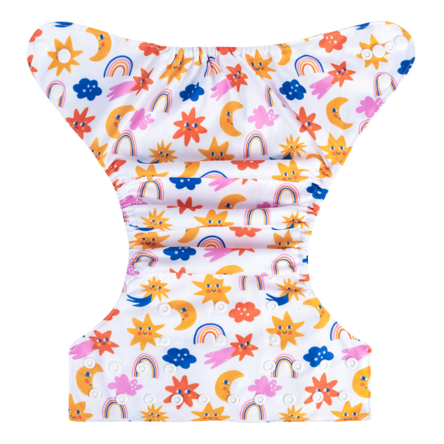 ALVABABY One Size Print Pocket Cloth Diaper-Star and Moon(H445A)