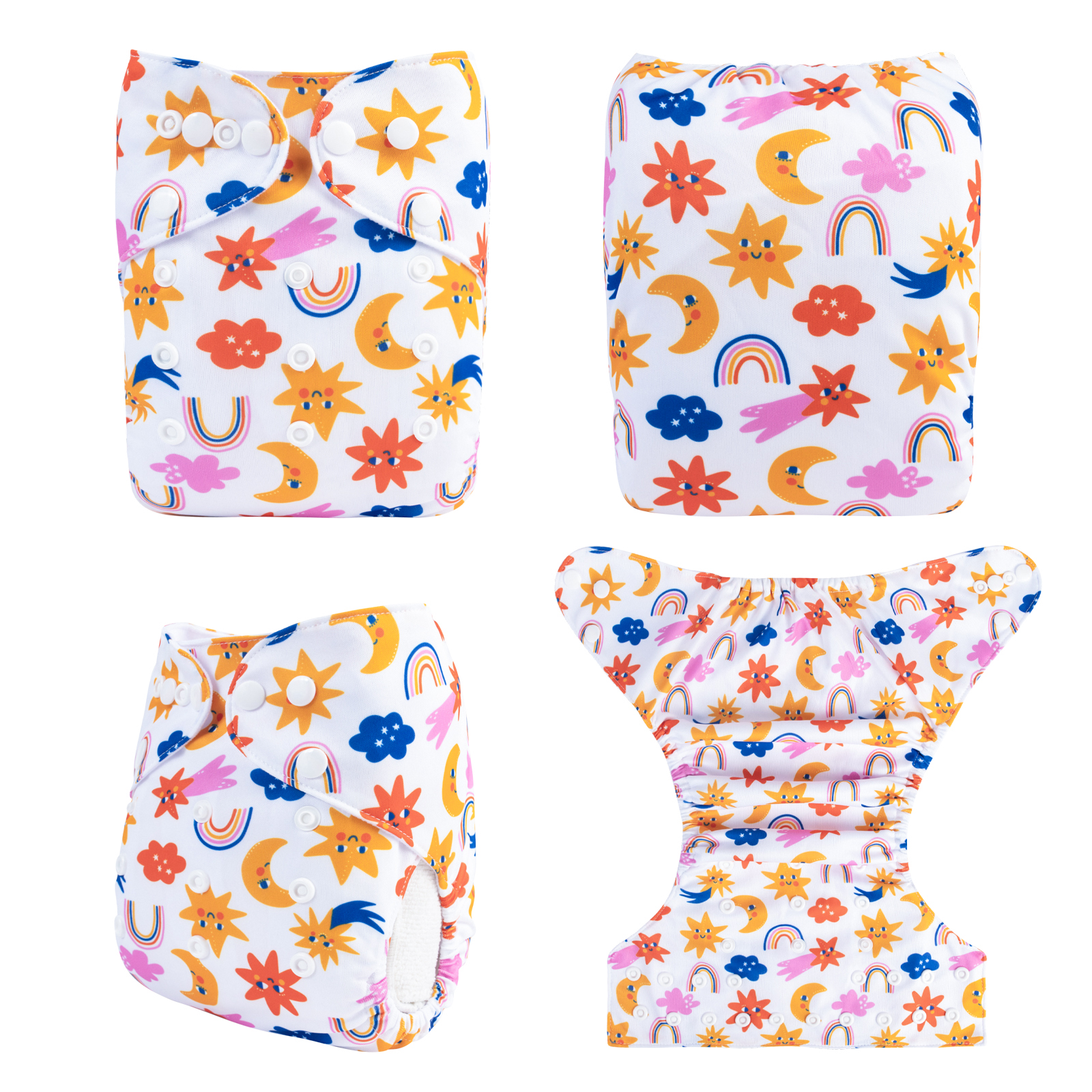 ALVABABY Print Cloth Diaper - One Size Adjustable Washable & Reusable Diaper for Babies and Toddlers (Star and Moon, H445A)