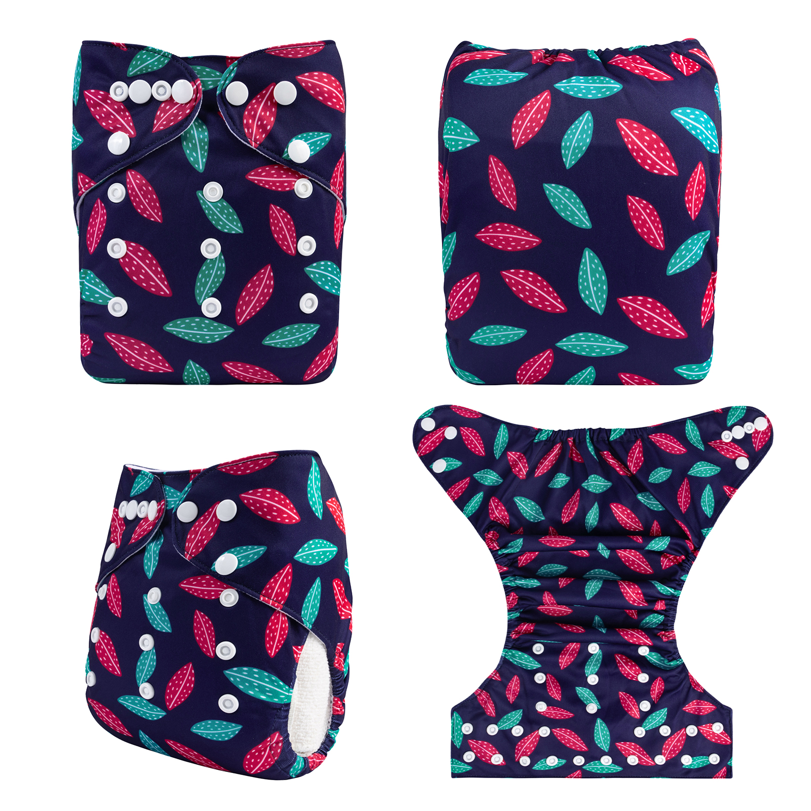 ALVABABY Print Cloth Diaper - One Size Adjustable Washable & Reusable Diaper for Babies and Toddlers (Leaf, H447A)