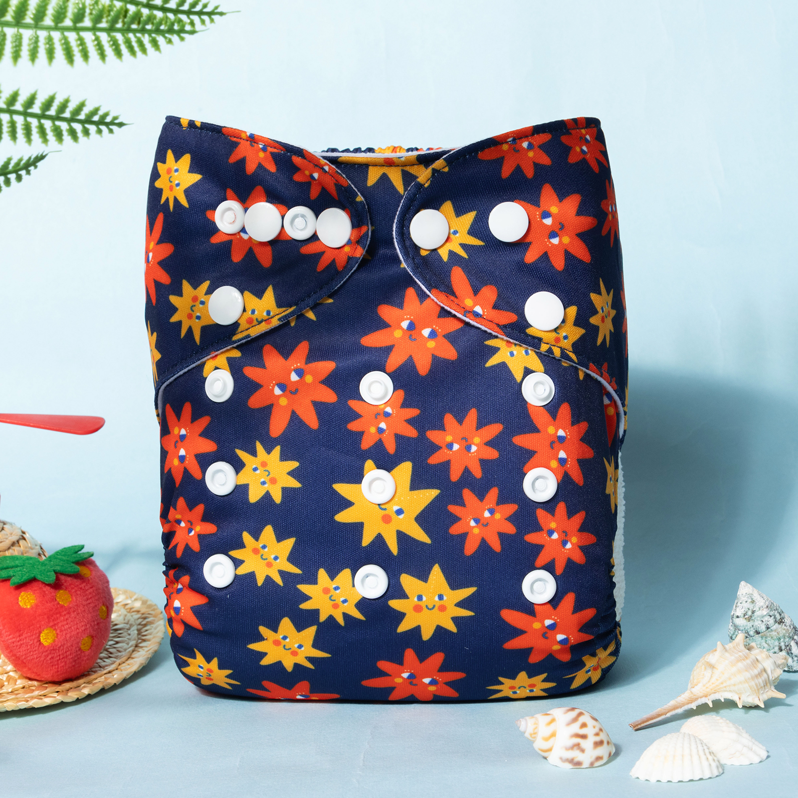 ALVABABY Print Cloth Diaper - One Size Adjustable Washable & Reusable Diaper for Babies and Toddlers (Stars, H448A)