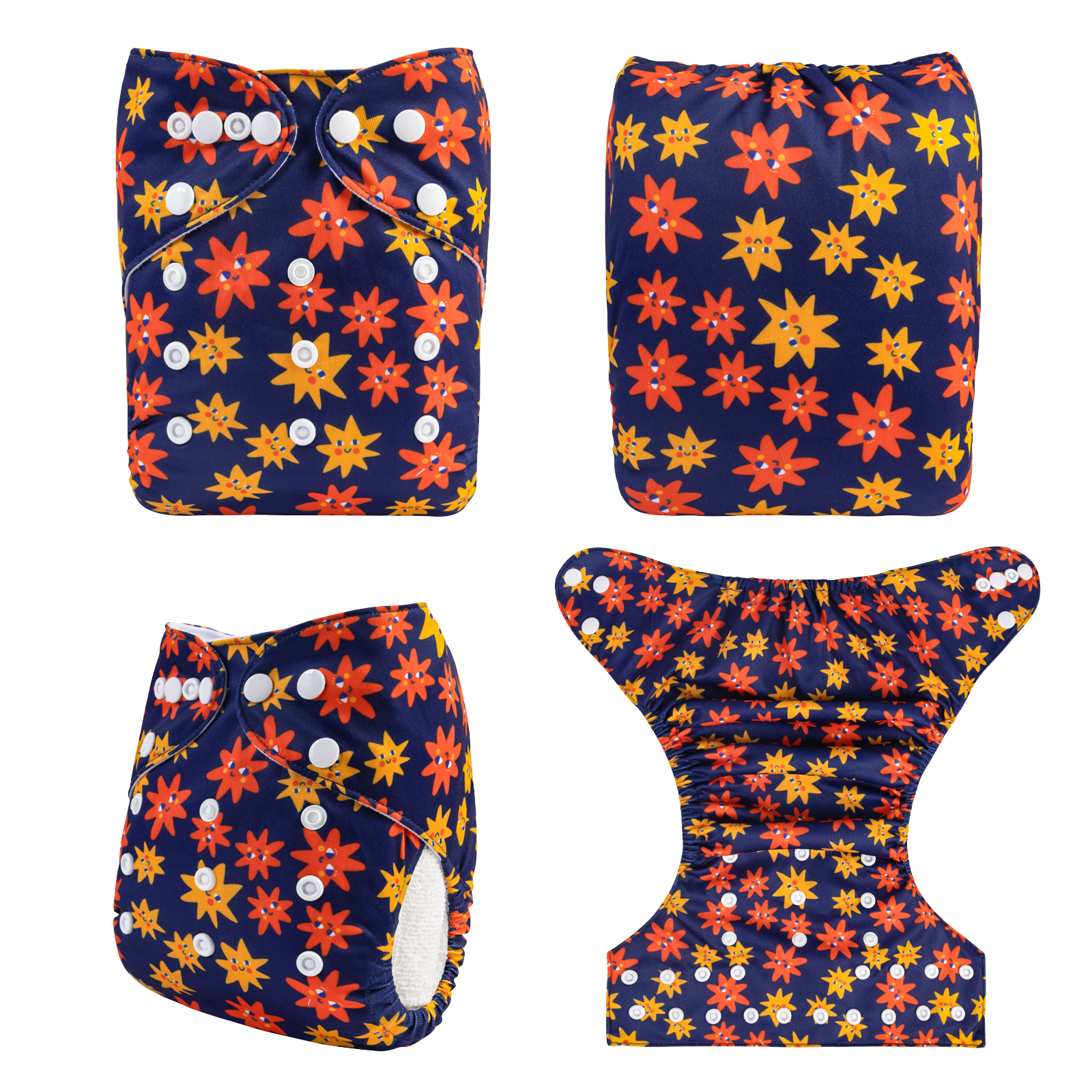 ALVABABY Print Cloth Diaper - One Size Adjustable Washable & Reusable Diaper for Babies and Toddlers (Stars, H448A)