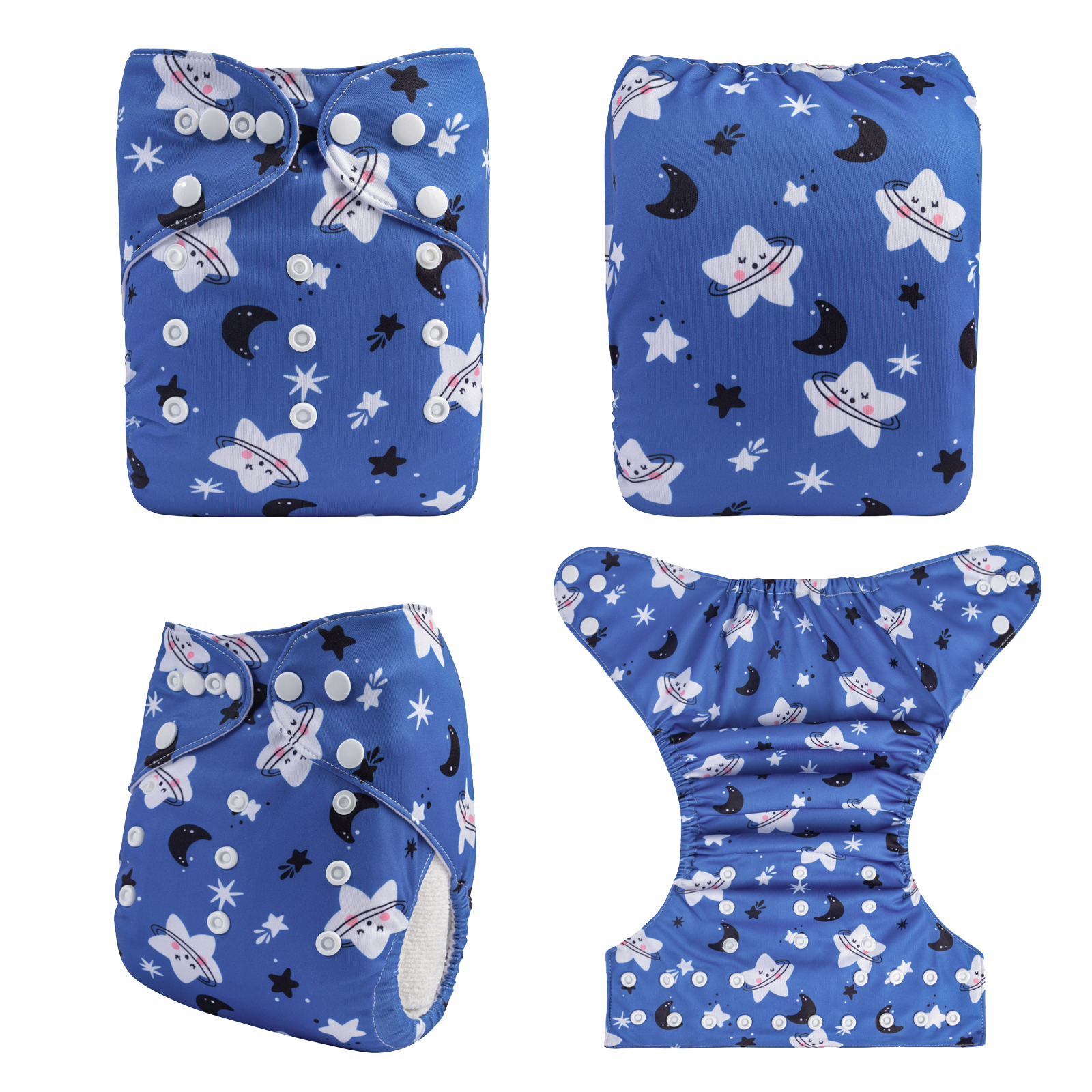 ALVABABY Print Cloth Diaper - One Size Adjustable Washable & Reusable Diaper for Babies and Toddlers (Star and Moon, H446A)