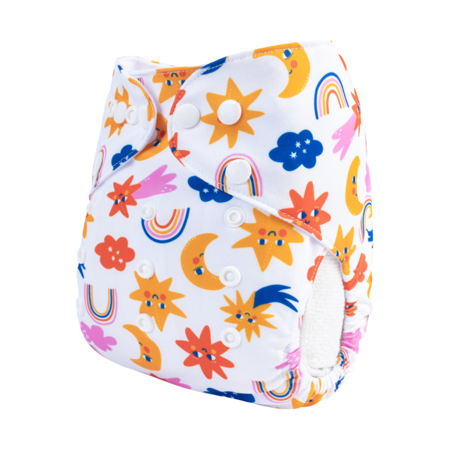 ALVABABY One Size Print Pocket Cloth Diaper-Star and Moon(H445A)