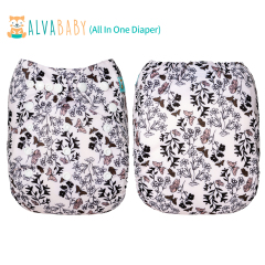 All In One Diaper with Pocket Sewn-in one 4-layer Bamboo blend insert-Butterfly(AO-EW04A)