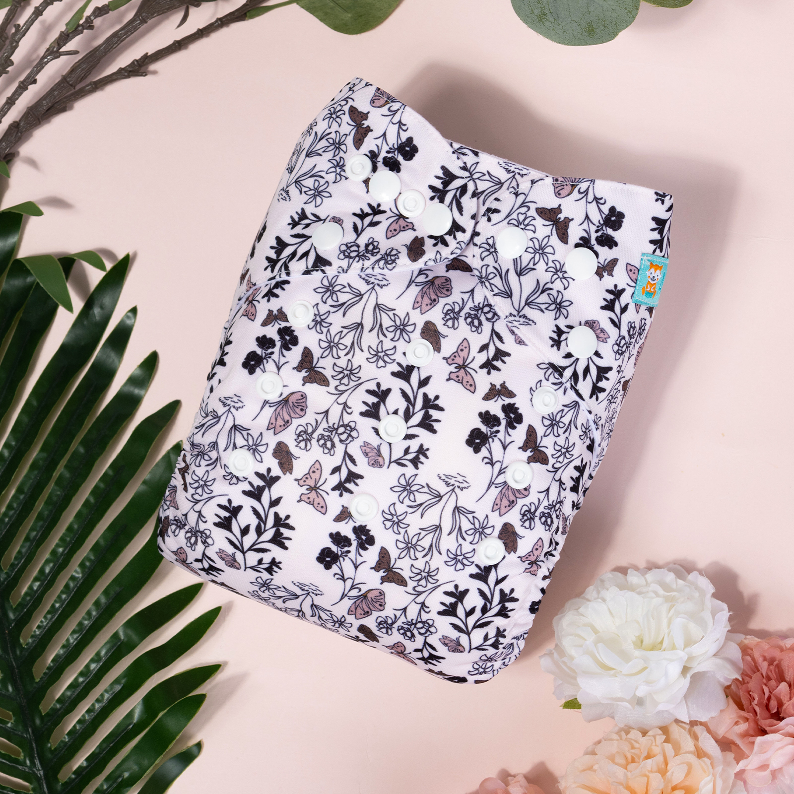 All In One Diaper with Pocket Sewn-in one 4-layer Bamboo blend insert-Butterfly(AO-EW04A)