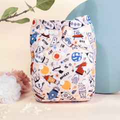 All In One Diaper with Pocket Sewn-in one 4-layer Bamboo blend insert-Rocket  (AO-EW02A)