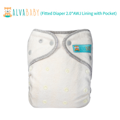 ALVABABY 2.0 Bamboo Fitted Diaper with AWJ Lining with Pocket Grey(FT04)