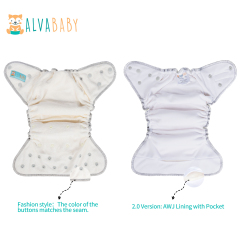 ALVABABY 2.0 Bamboo Fitted Diaper with AWJ Lining with Pocket Grey(FT04)