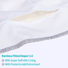 ALVABABY 2.0 Bamboo Fitted Diaper with AWJ Lining with Pocket Grey(FT04)