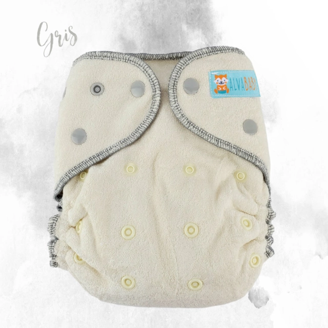 ALVABABY 2.0 Bamboo Fitted Diaper with AWJ Lining with Pocket Grey(FT04)