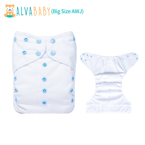 Big Size Cloth Diaper with AWJ Lining & Tummy Panel | Breathable & Ideal for Sensitive Skin (White, ZWJT-B09A)
