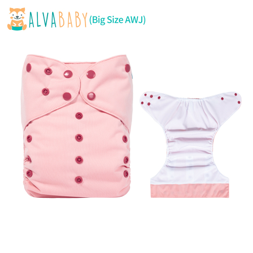 Big Size Cloth Diaper with AWJ Lining & Tummy Panel | Breathable & Ideal for Sensitive Skin (Pink, ZWJT-B19A)