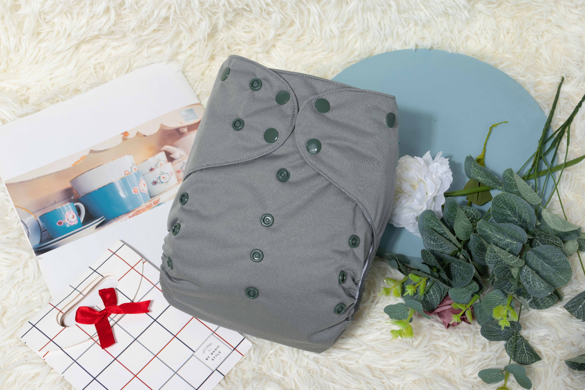 Big Size Cloth Diaper with AWJ Lining & Tummy Panel | Breathable & Ideal for Sensitive Skin (Grey, ZWJT-B29A)