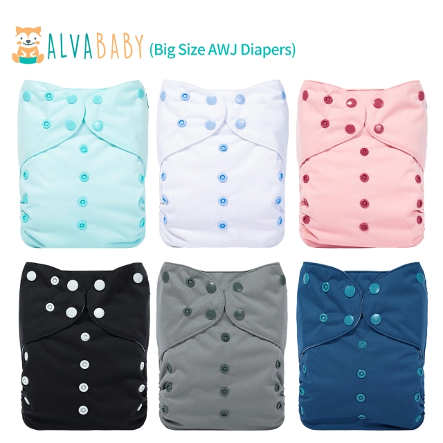 （All Patterns) ALVABABY Big size AWJ Lining Cloth Diaper with Tummy Panel for Babies