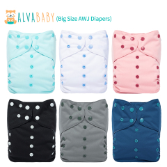 (All Patterns) Big Size AWJ Lining Cloth Diaper with Tummy Panel for Babies with Microfiber Insert
