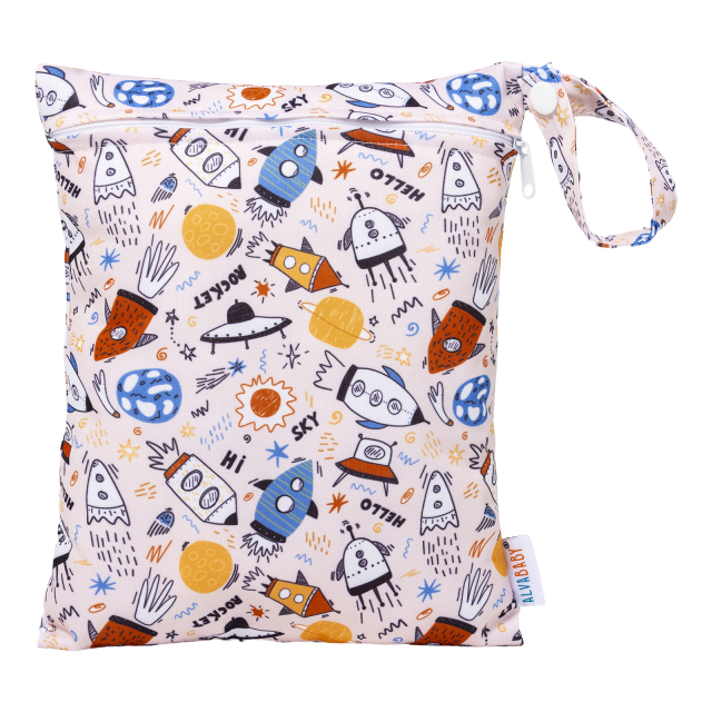 (All patterns)ALVABABY Wet Bag with Single Pocket Medium Size 20x25CM