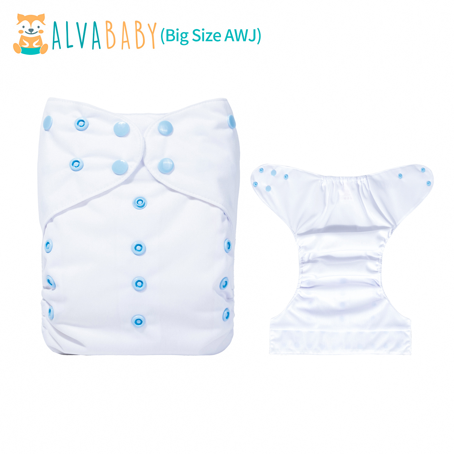 (Various Colors) Big Size AWJ Lining Cloth Diaper with Tummy Panel for Babies with Microfiber Insert