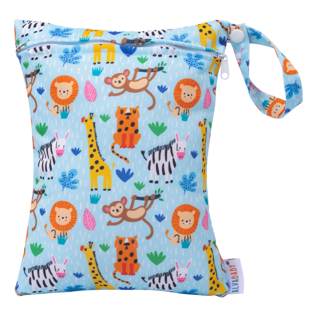 (All patterns)ALVABABY Wet Bag with Single Pocket Medium Size 20x25CM