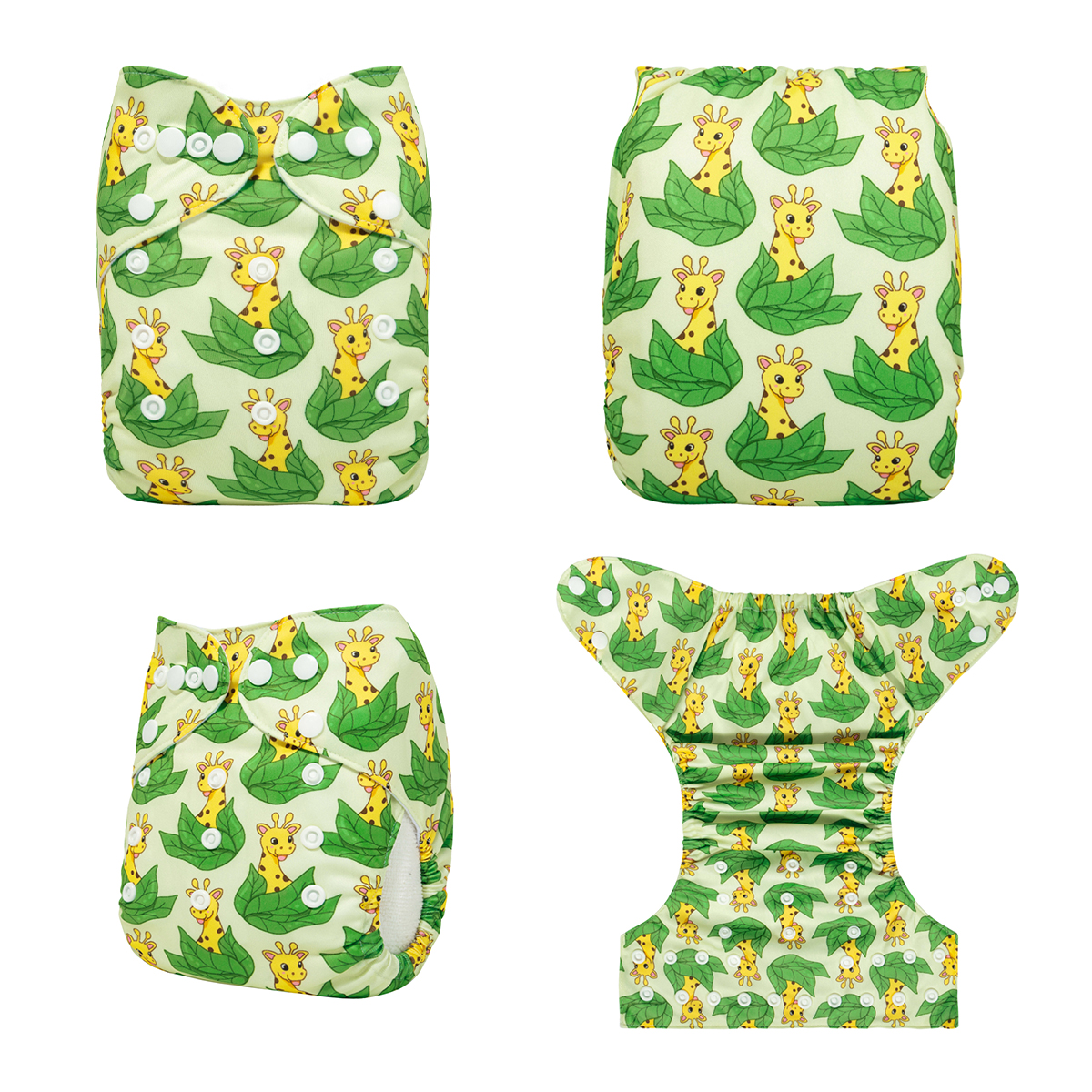 ALVABABY Positioning Cloth Diaper - One Size Adjustable Washable & Reusable Diaper for Babies and Toddlers (Giraffe, YDP220A)