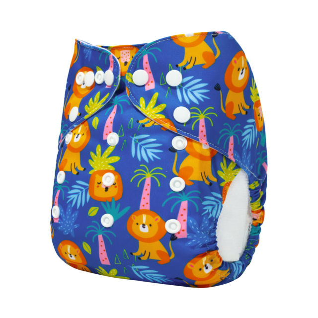 ALVABABY One Size Positioning Printed Cloth Diaper-Lion(YDP219A)