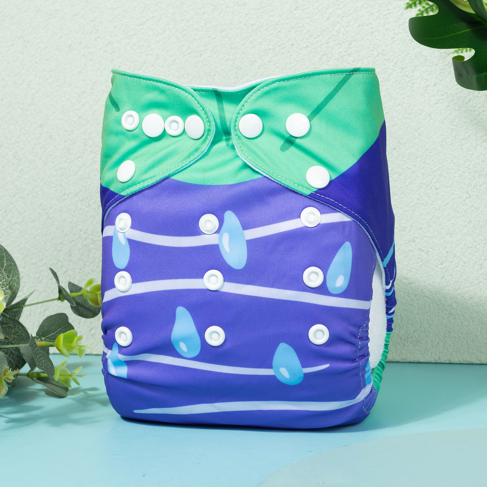 ALVABABY Positioning Cloth Diaper - One Size Adjustable Washable & Reusable Diaper for Babies and Toddlers (Frog, YDP221A)